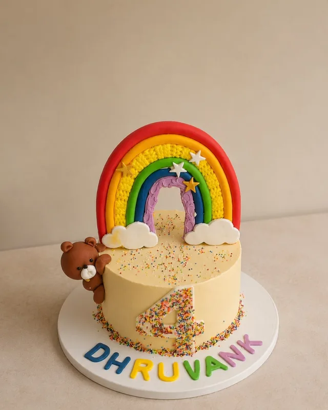Rainbow Teddy Bear Birthday Cake