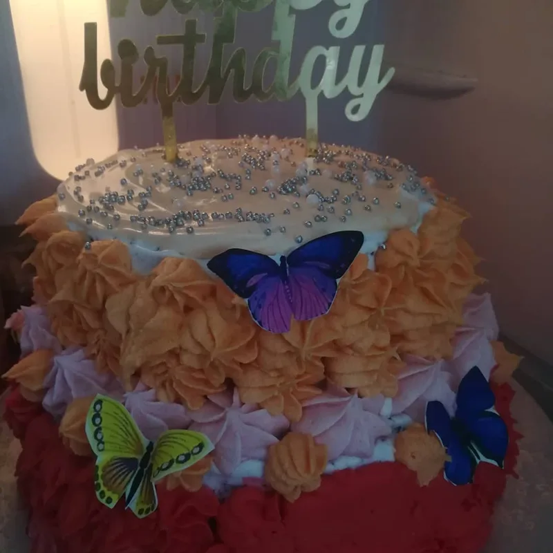 Butterfly Rosette Birthday Cake