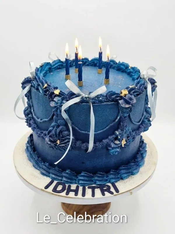 Midnight Blue Elegance Cake