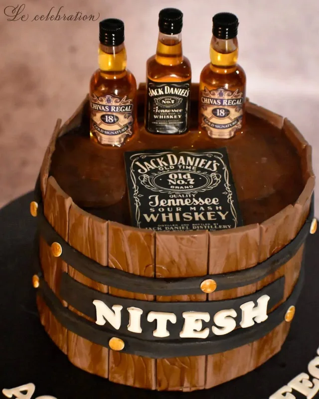 Whiskey Barrel Theme Cake