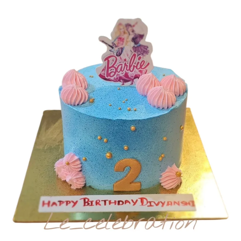 Pastel Blue Barbie Birthday Cake