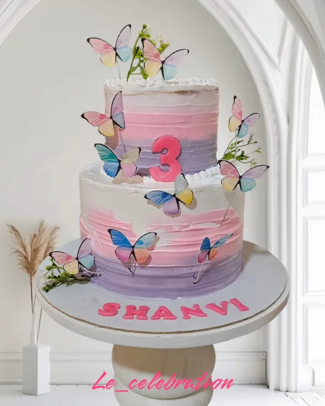 Pastel Butterfly Theme Cake