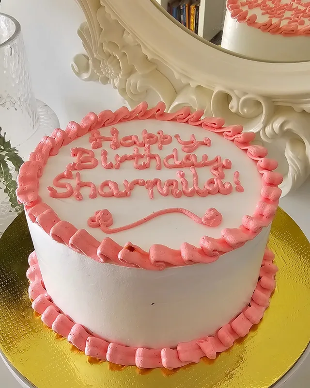 Vintage Pink Frill Celebration Cake