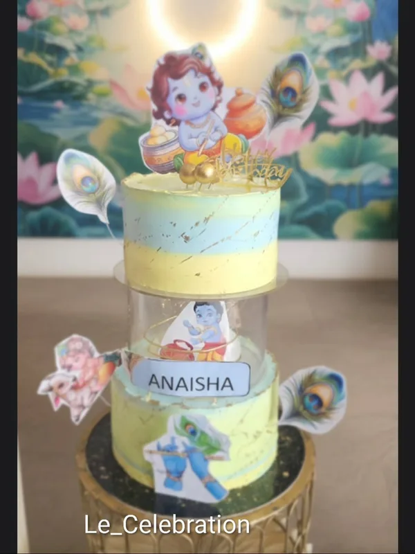 Baby Krishna Pastel Two-Tier Cake