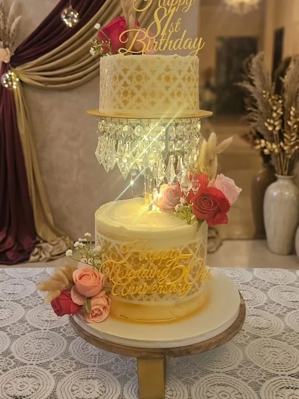 Crystal Chandelier Milestone Tiered Cake