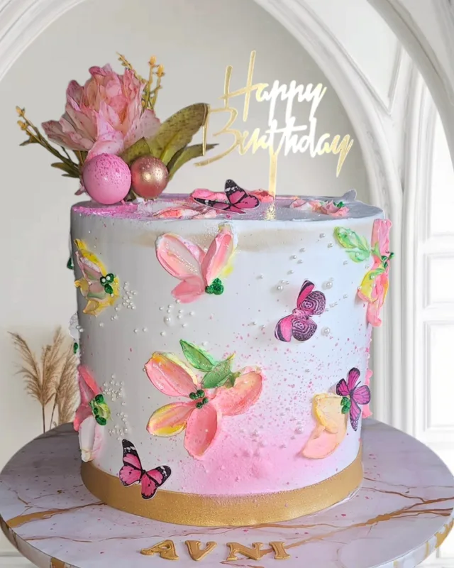 Palette Knife Floral & Butterfly Cake