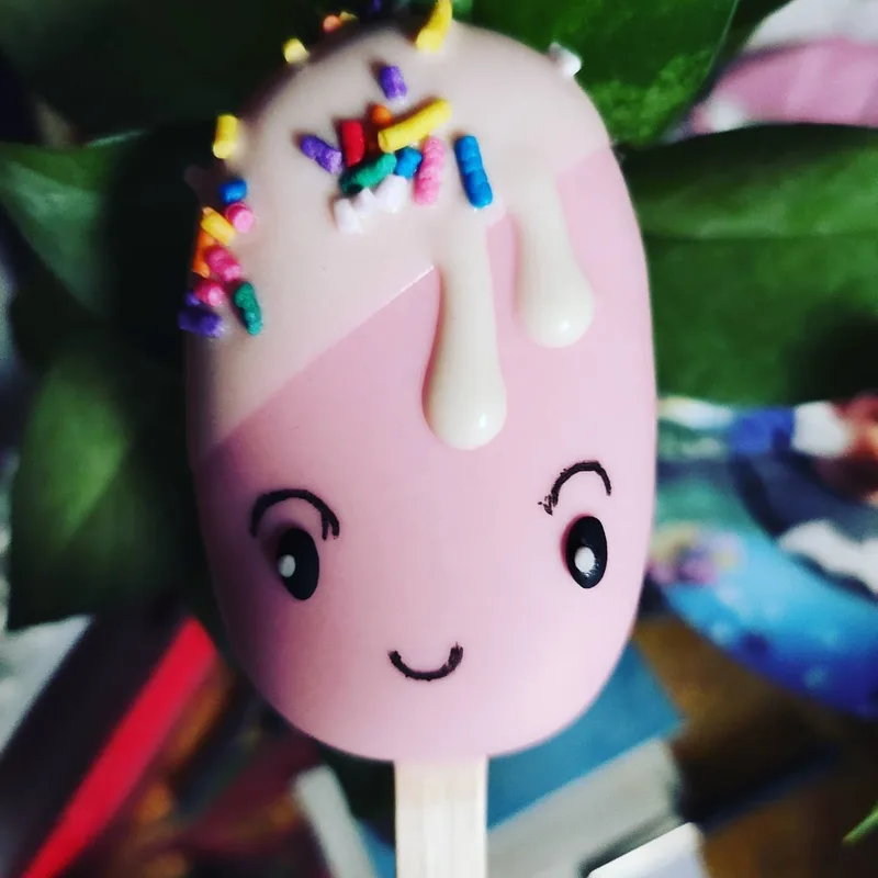 Cute Pink Smiley Cakesicle