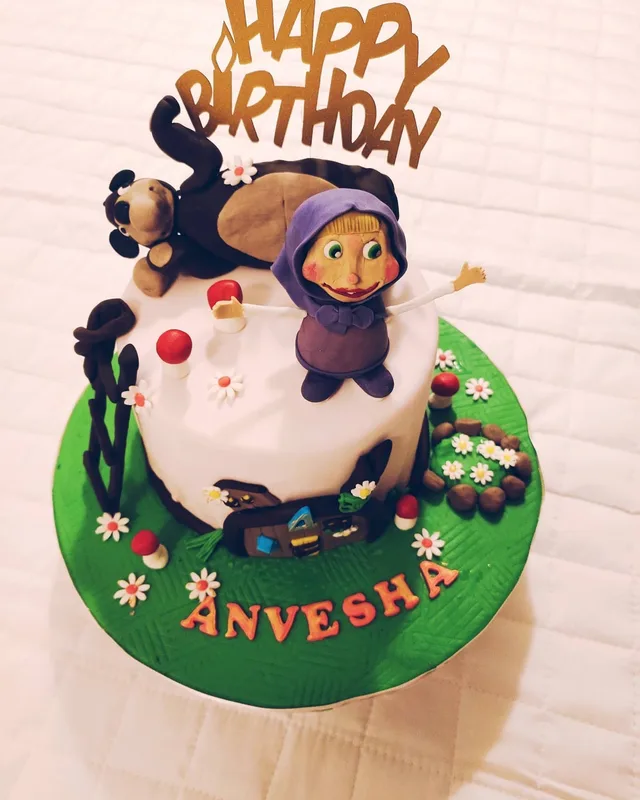 Masha and the Bear Theme Chocolate Cake