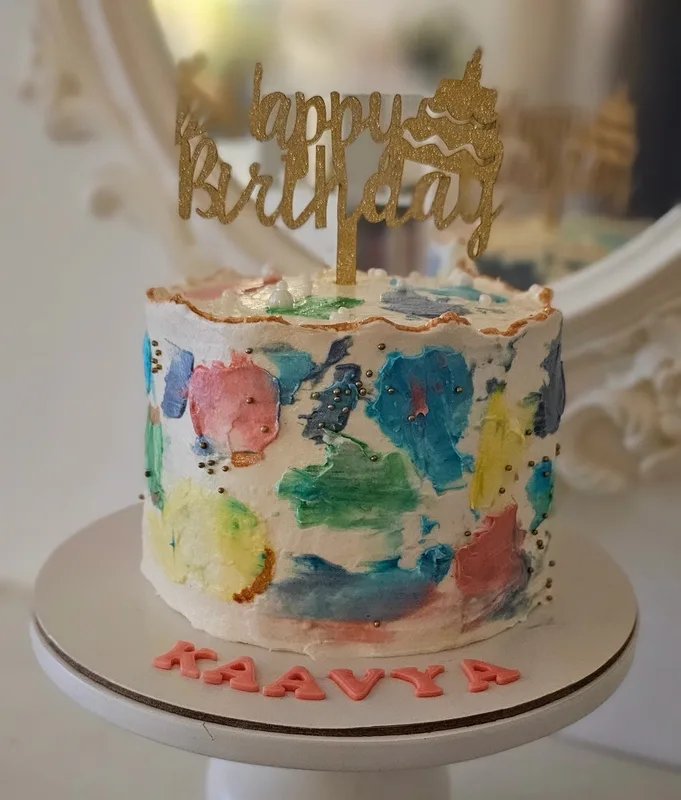 Abstract Palette Knife Birthday Cake