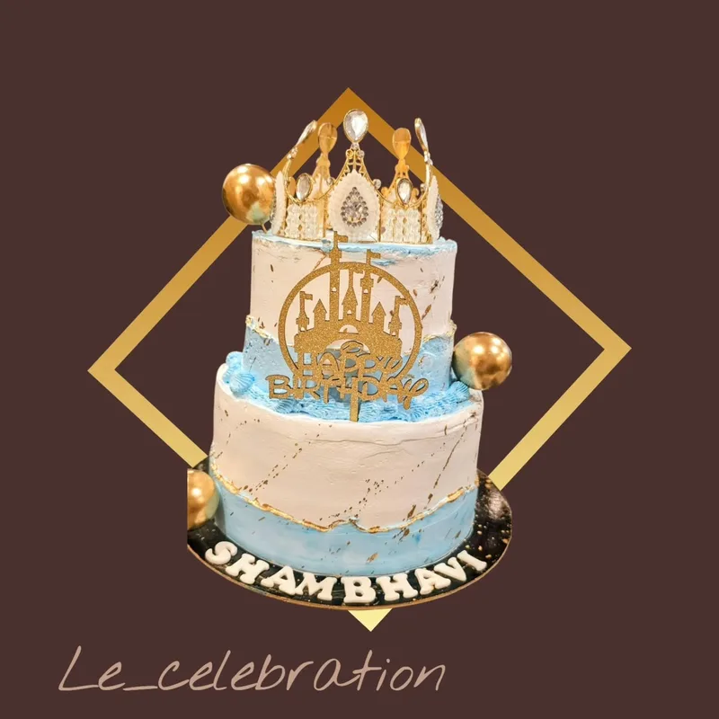 Royal Blue Princess Crown Cake