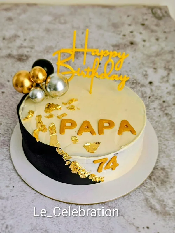 Black and Gold Milestone Birthday Cake
