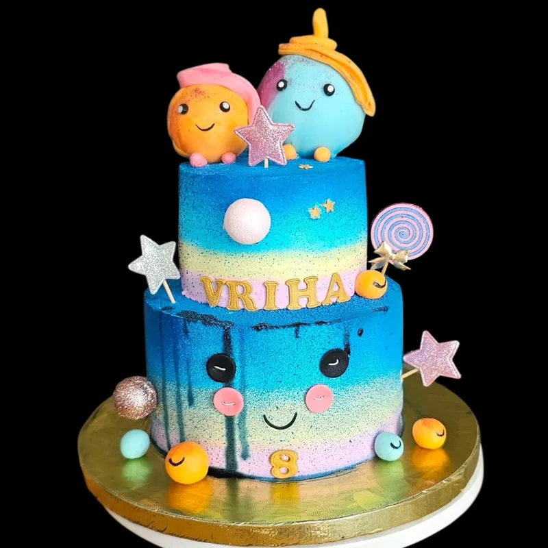 Cosmic Smiles Two Tier Birthday Cake