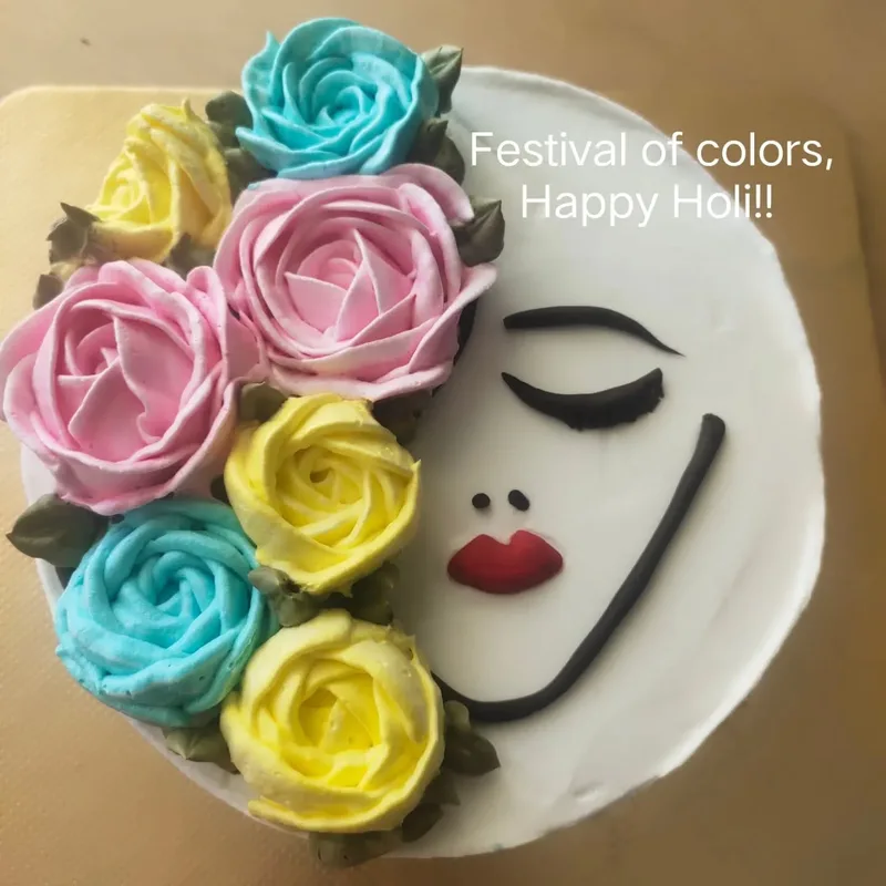 Floral Lady Face Theme Cake