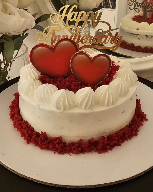 Red Velvet Heart Anniversary Cake