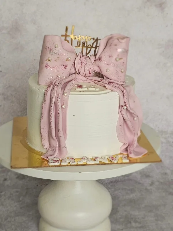 Blush Pink Bow Birthday Cake