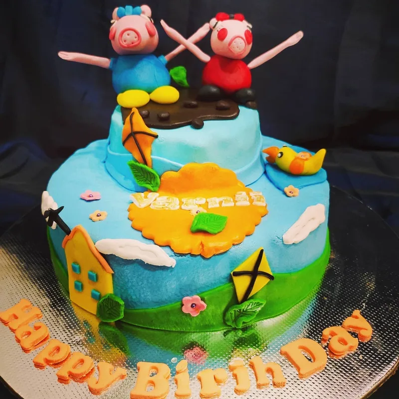 Peppa Pig Themed Fondant Cake