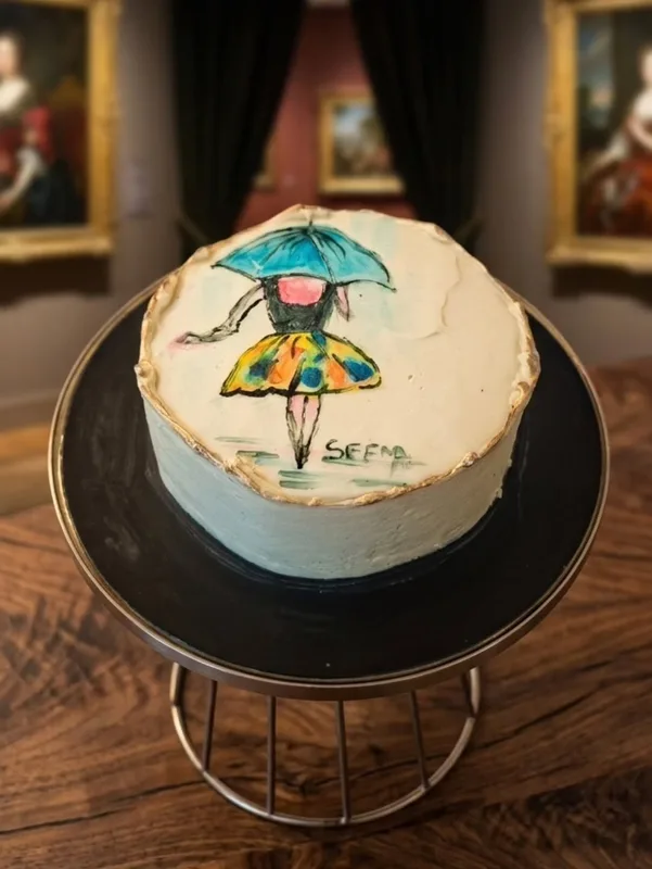 Hand-Painted Umbrella Art Cake