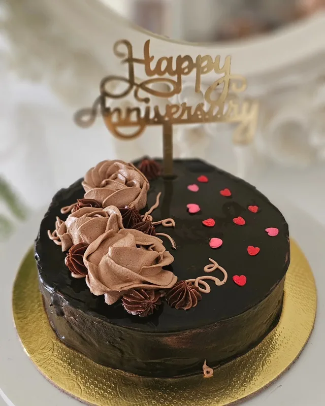 Chocolate Glaze Anniversary Cake