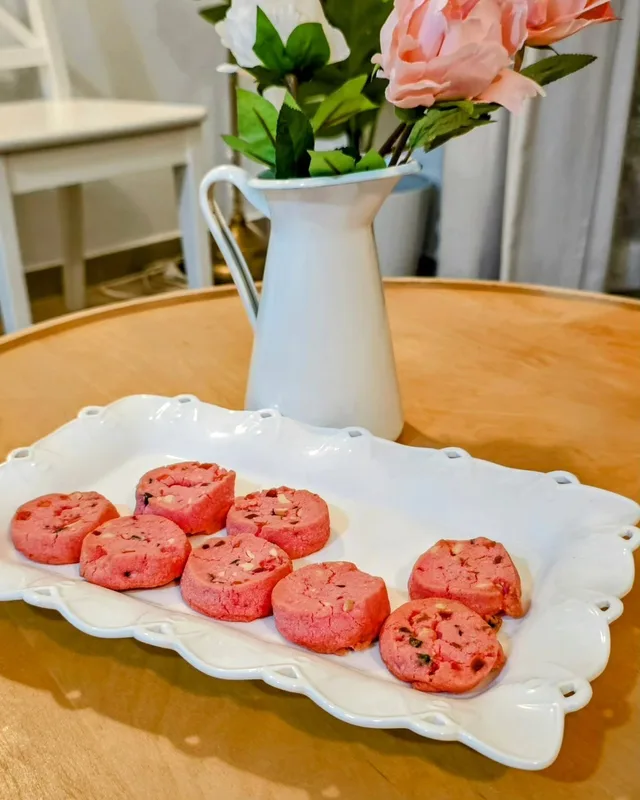 Eggless Rose Shortbread Cookies